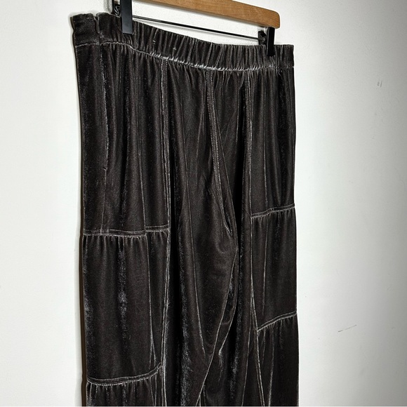 Soft Surroundings Veletta Velvet Wide Leg Pants Lagenlook Gray Brown Medium - Picture 10 of 15